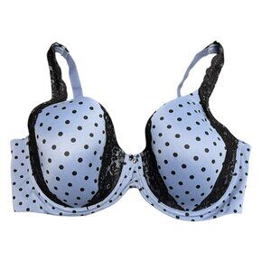 Soma Bra 40DD Embraceable Full‎ Coverage Underwired Blue Black Polka Dots